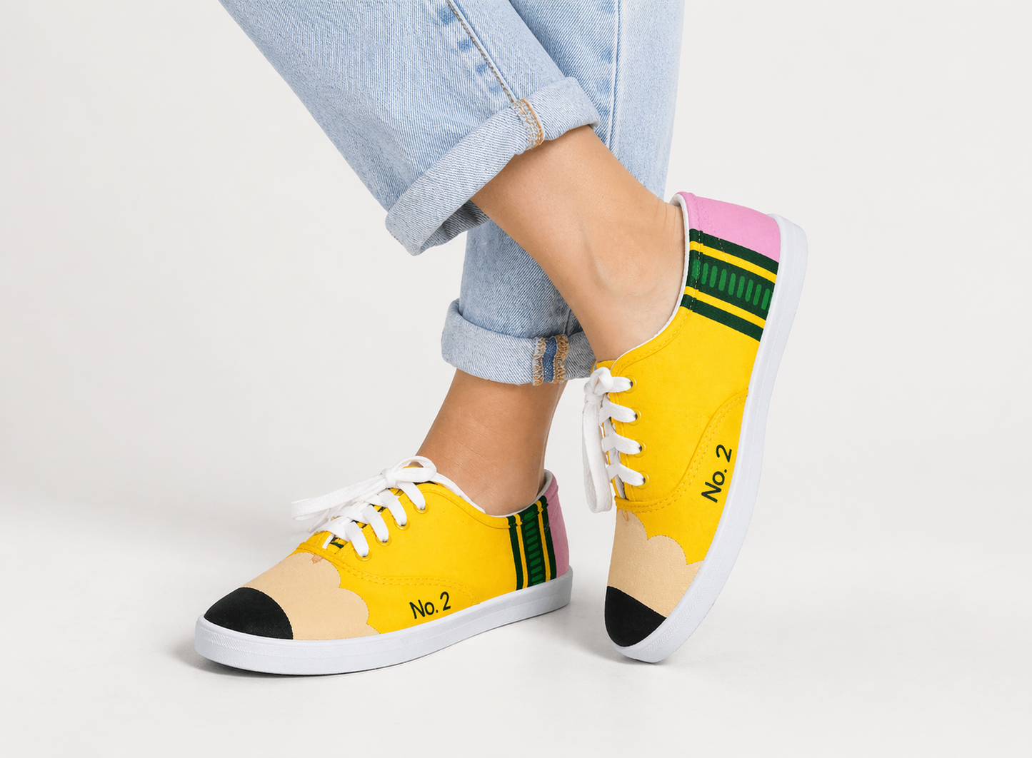 Pencil Power Sneakers – Hand-Painted No. 2 Pencil Canvas Shoes