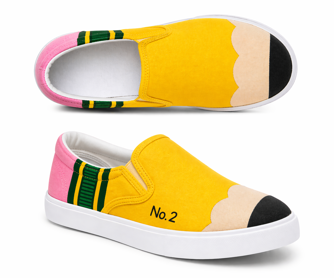 Pencil Power Sneakers – Hand-Painted No. 2 Pencil Canvas Shoes