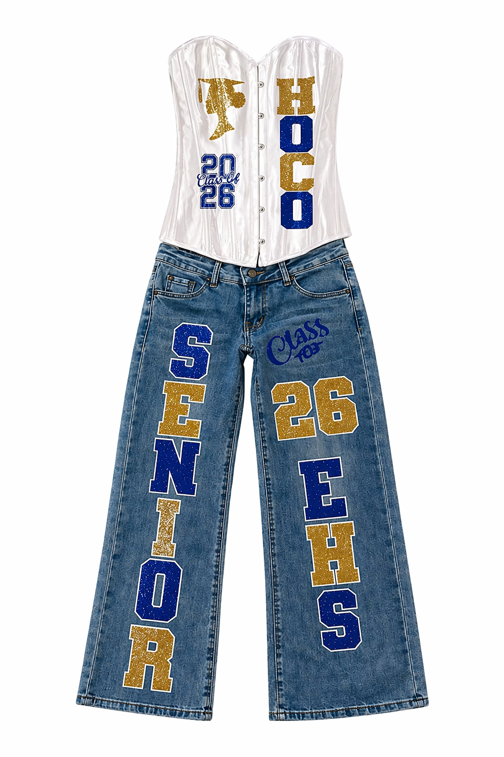 Custom Corset & Jean Set – Graduation, Birthday & Celebration Outfit | Personalized Theme Set