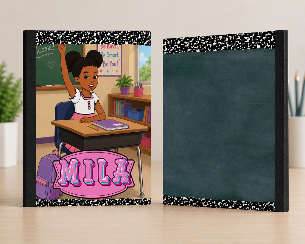 Character Composition Notebook Cover With Personalized Name