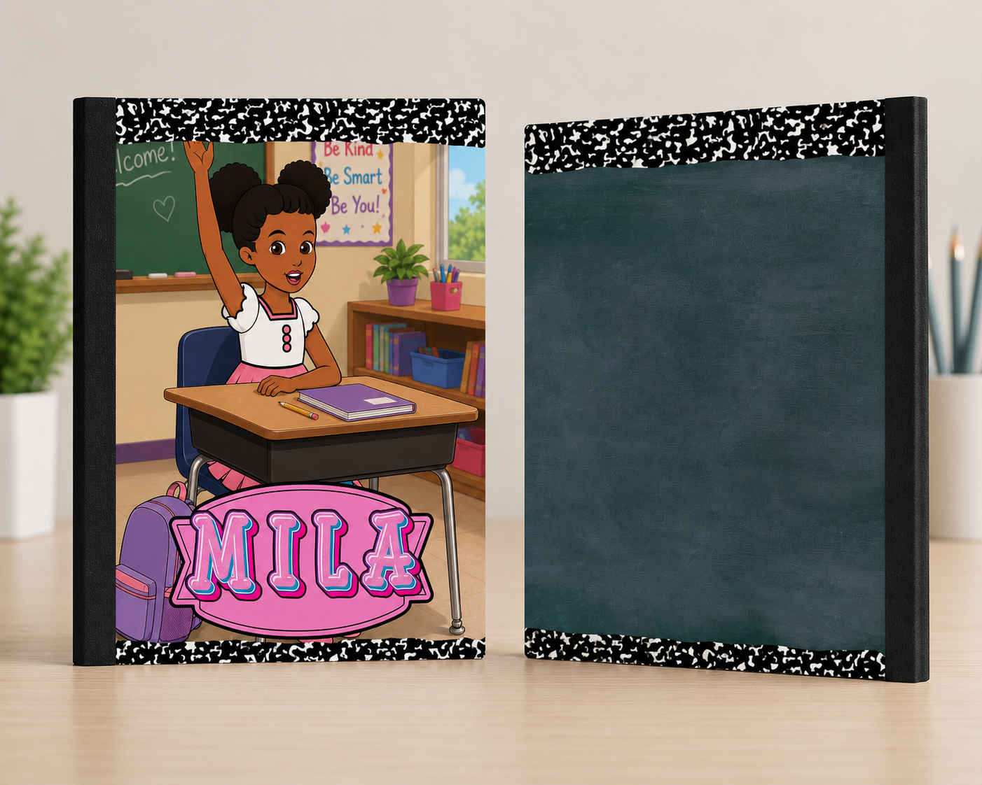 Character Composition Notebook Cover With Personalized Name