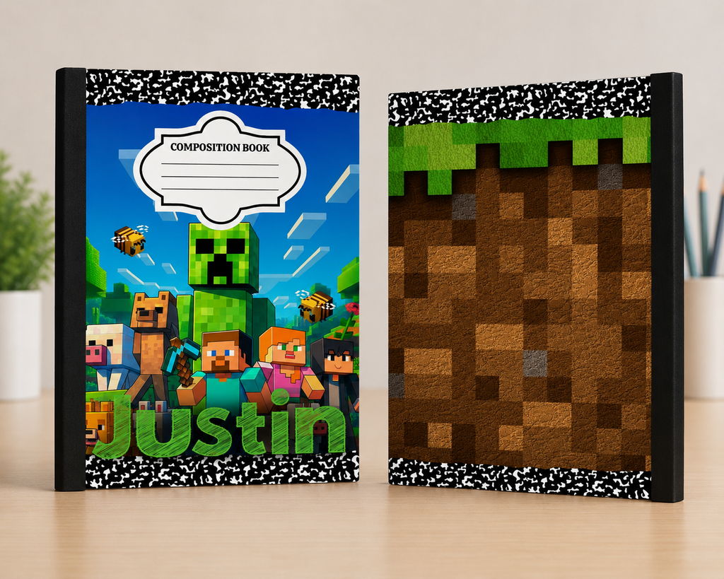 Character Composition Notebook Cover With Personalized Name