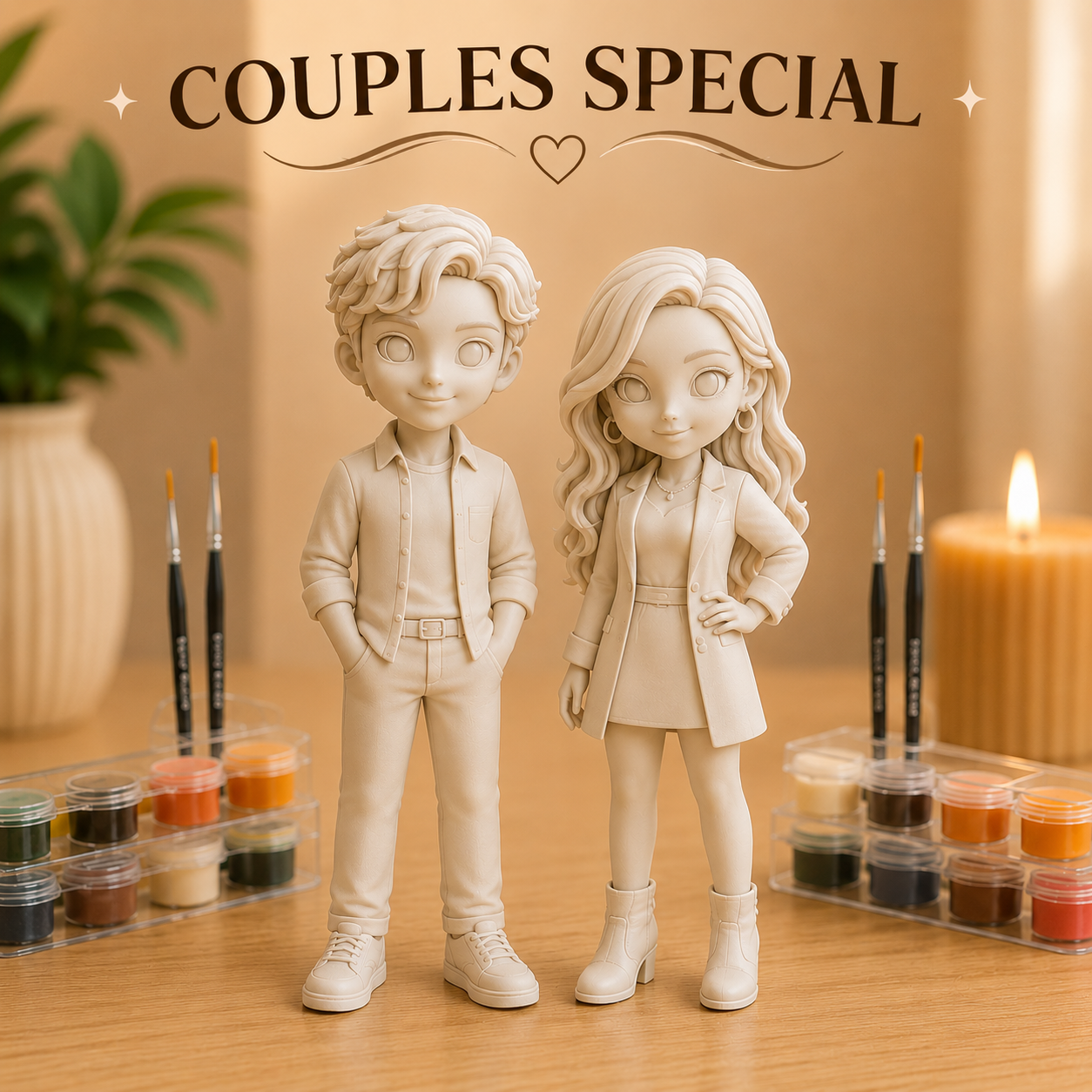 Couples Special – Custom 3D Printed Figurine Set (Pricing Includes 2)