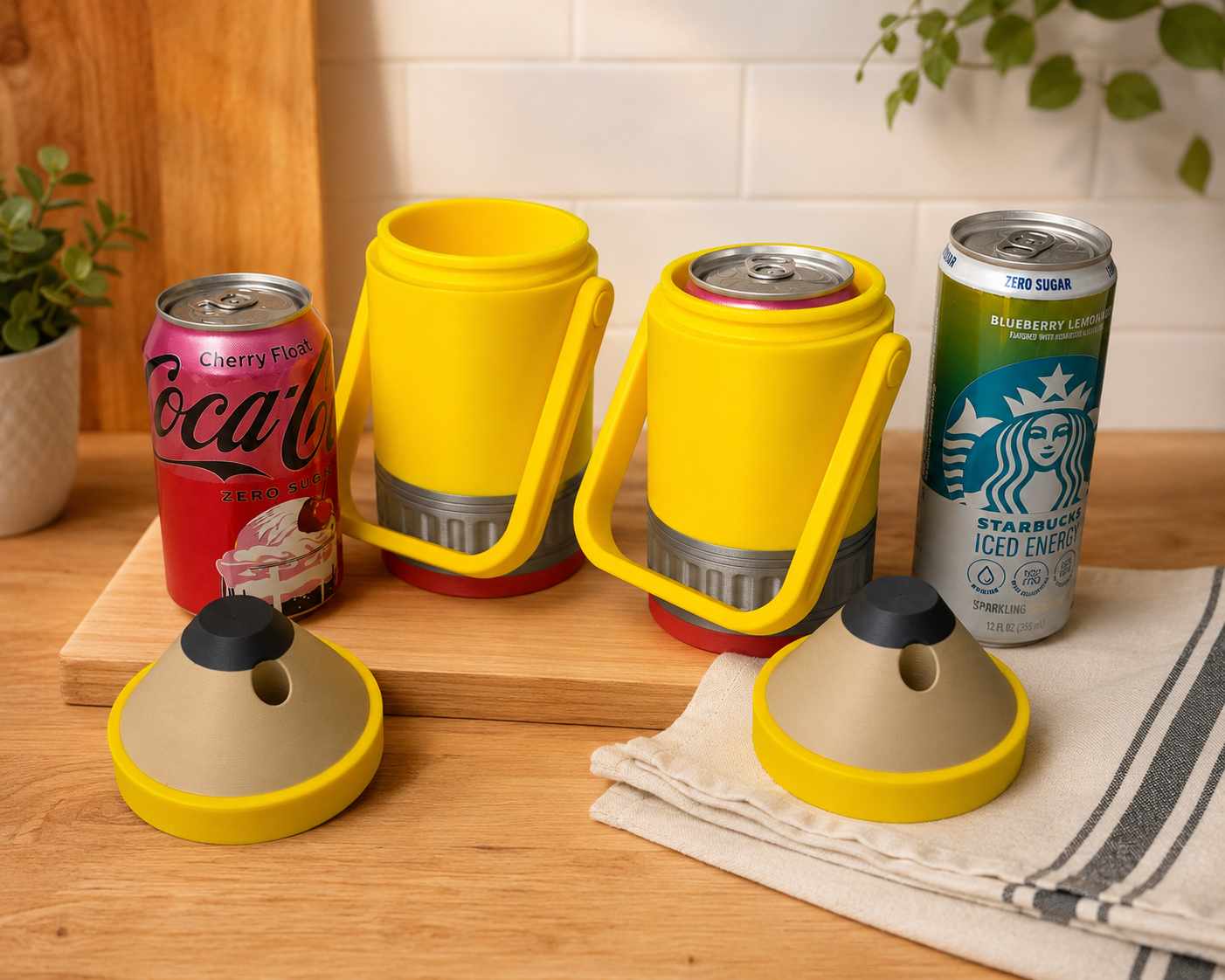 3d Printed Pencil Can Cooler with Twist-Lock Lid – Fits 12 oz, 7.5 oz, Skinny 11–12 oz & 16 oz Cans