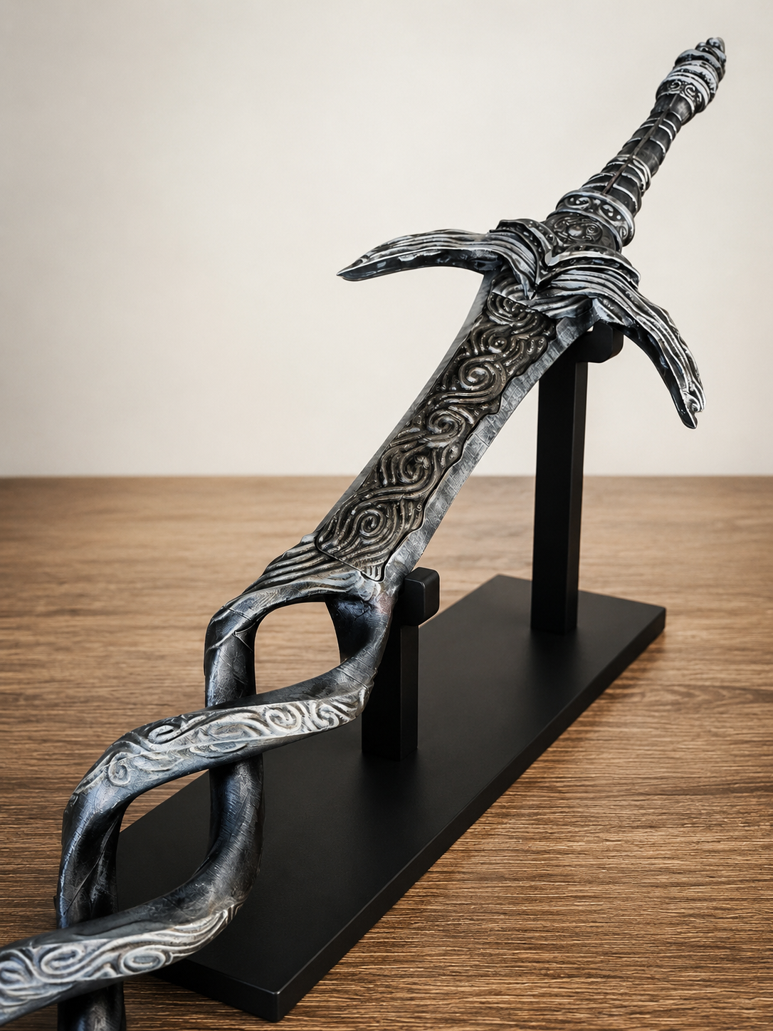 3D Printed Spiral Fantasy Greatsword Prop | Unpainted Cosplay & Display Sword