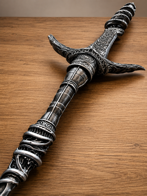 3D Printed Spiral Fantasy Greatsword Prop | Unpainted Cosplay & Display Sword