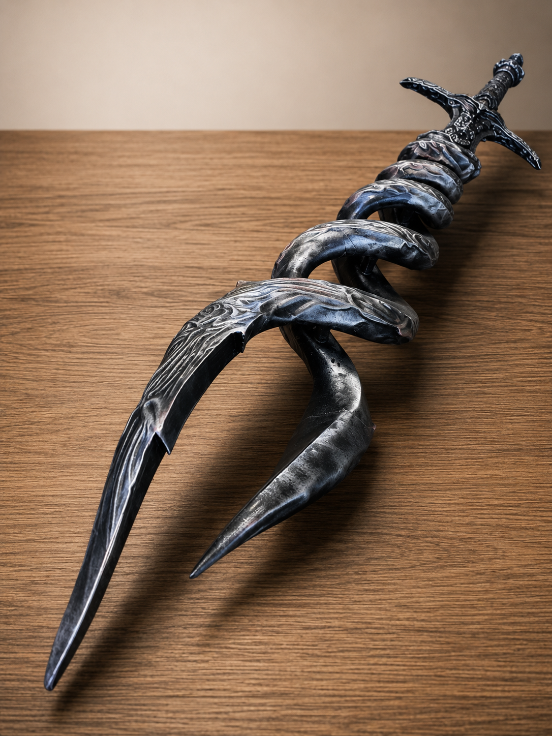 3D Printed Spiral Fantasy Greatsword Prop | Unpainted Cosplay & Display Sword