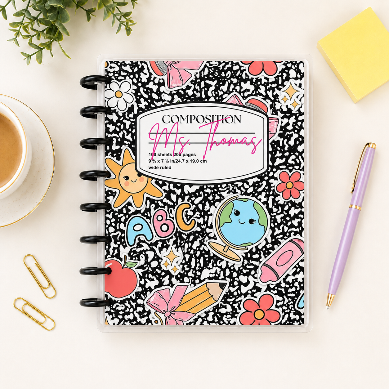 Teacher Themed Custom Planner Covers | Personalized Disc Planner Covers