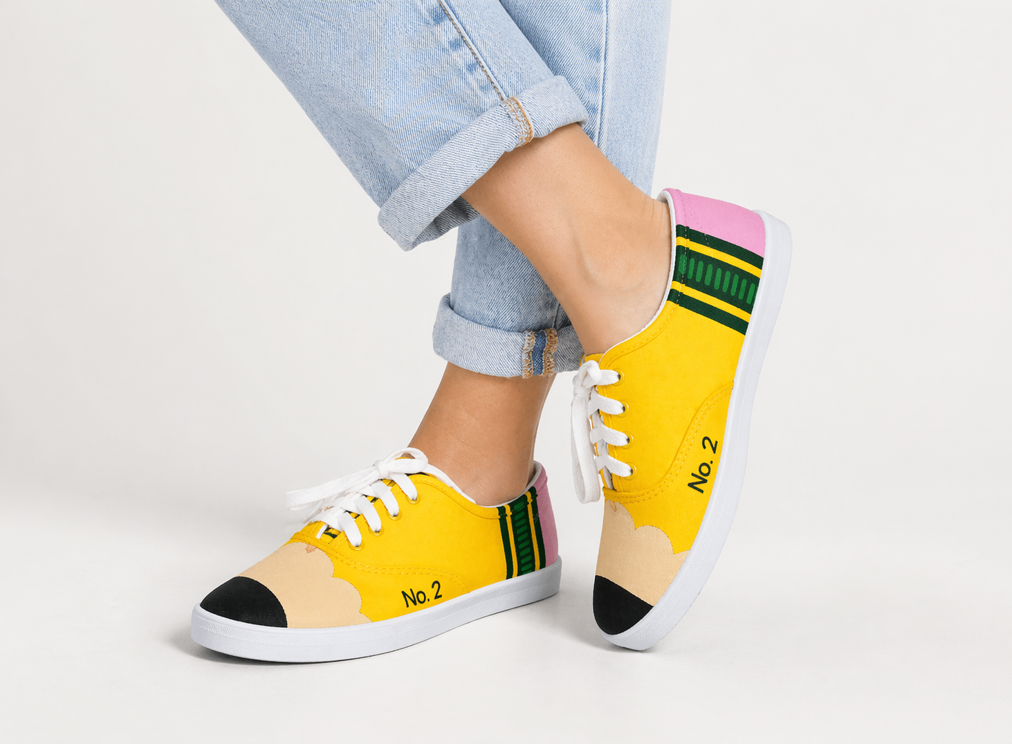 Pencil Power Sneakers – Hand-Painted No. 2 Pencil Canvas Shoes