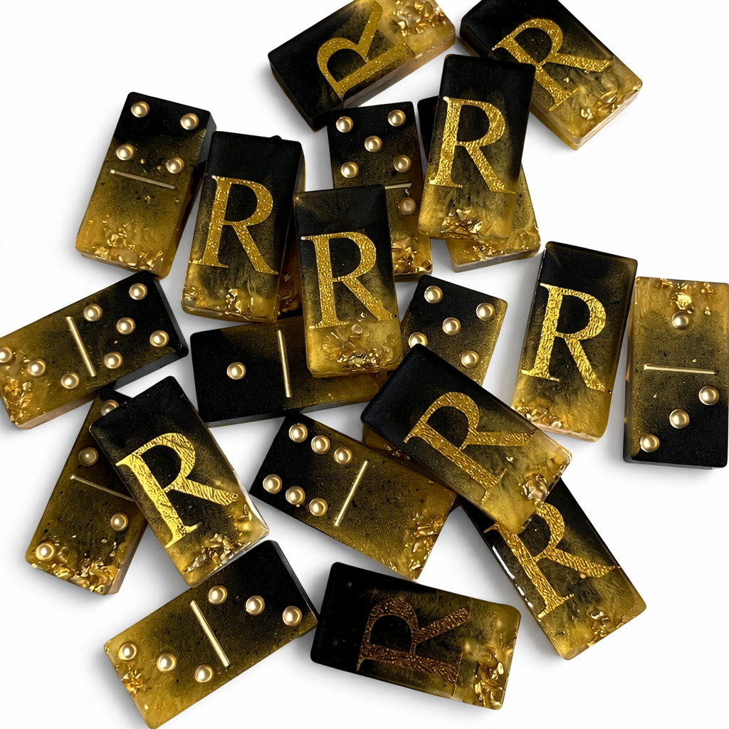 Custom Handmade Domino Set – Personalized Resin Dominoes