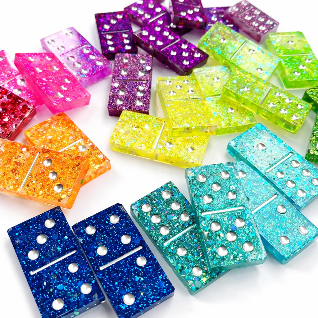 Custom Handmade Domino Set – Personalized Resin Dominoes